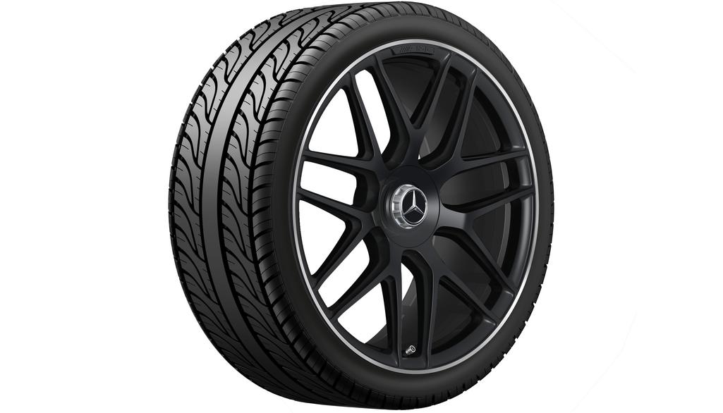 AMG forged wheel in cross-spoke design, 55.9 cm (22 inch), high-sheen rim flange, GLE, 325/35 R22/, black matt, A16740157017X71 AMG forged wheel in cross-spoke design, 55.9 cm (22 inch), high-sheen rim flange, GLE, 325/35 R22/, black matt, A16740157017X71