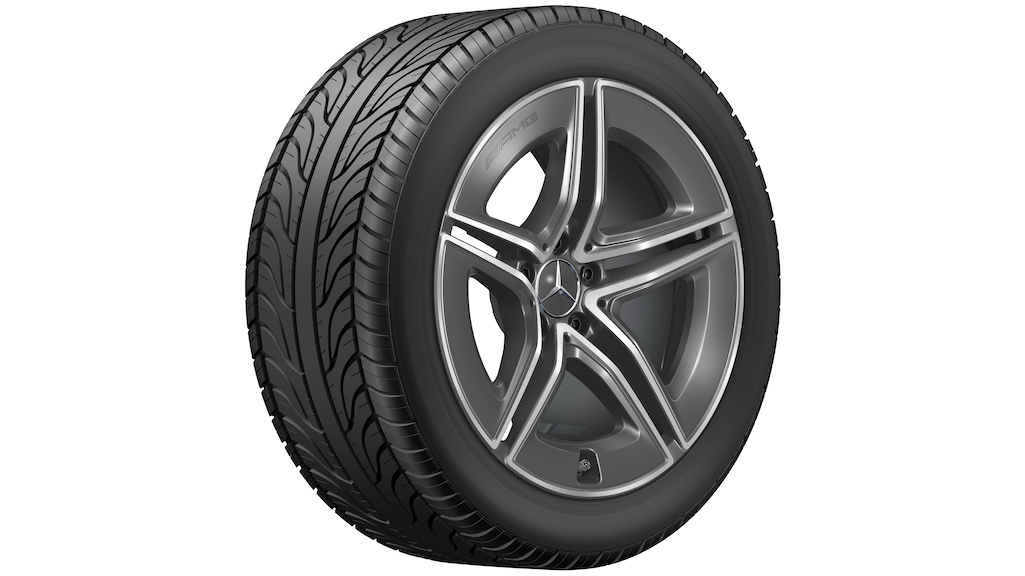 AMG lichtmetalen velg, 5-dubbelspaaks, 48,3 cm (19 inch), hoogglans, E-Klasse, 285/40 R19/, tantaalgrijs, A21440110007Y51 AMG lichtmetalen velg, 5-dubbelspaaks, 48,3 cm (19 inch), hoogglans, E-Klasse, 285/40 R19/, tantaalgrijs, A21440110007Y51