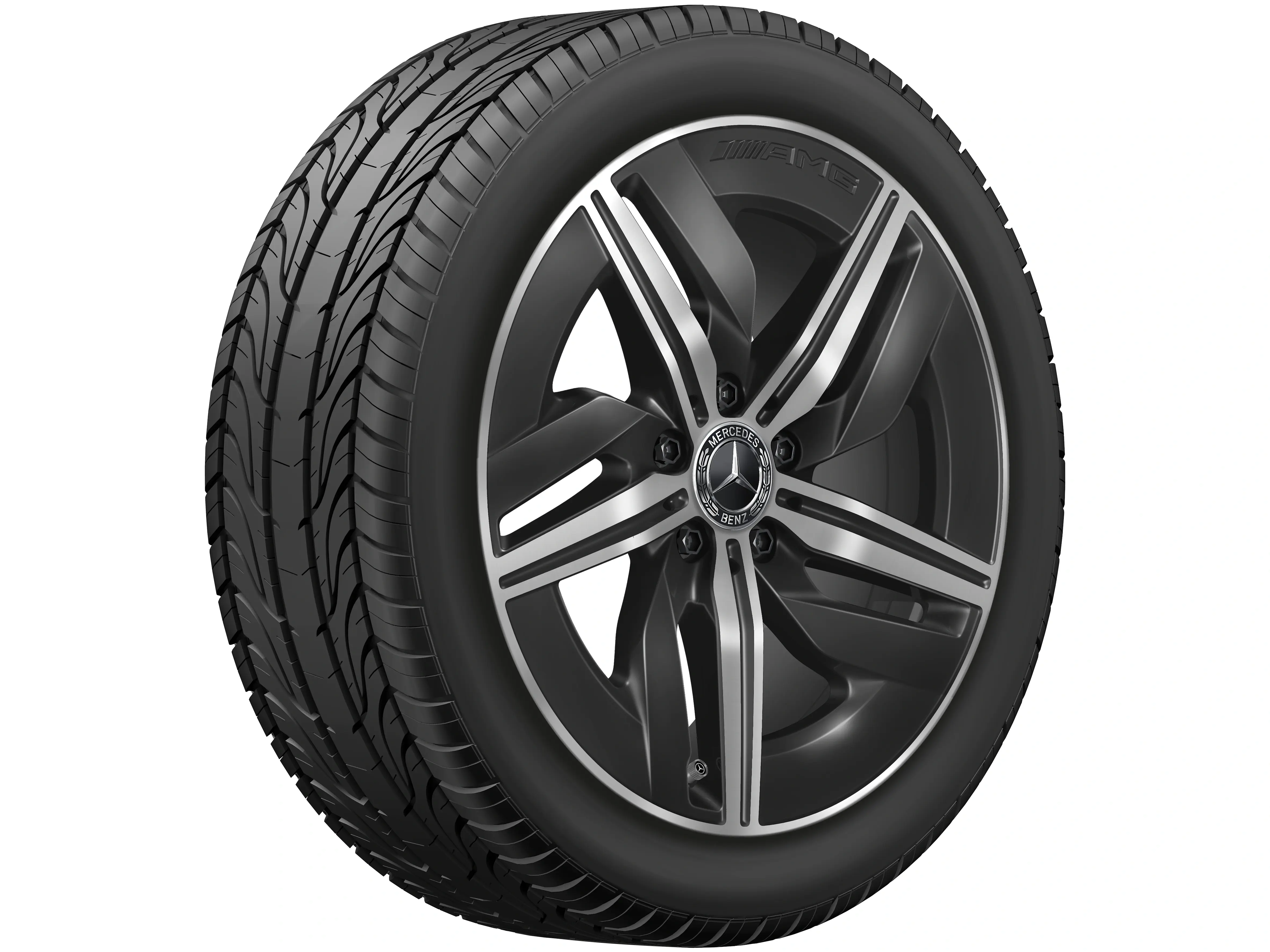 Cerchio AMG a 5 razze, 45,7 cm (18 pollici), 9 J x 18 ET 66, nero, lucido, alluminio, A17440113007X23