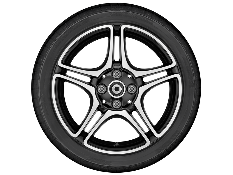 5-twin-spoke wheel, 40.6 cm (16-inch), high-sheen, smart, 185/50 R16/, black, A4534013100