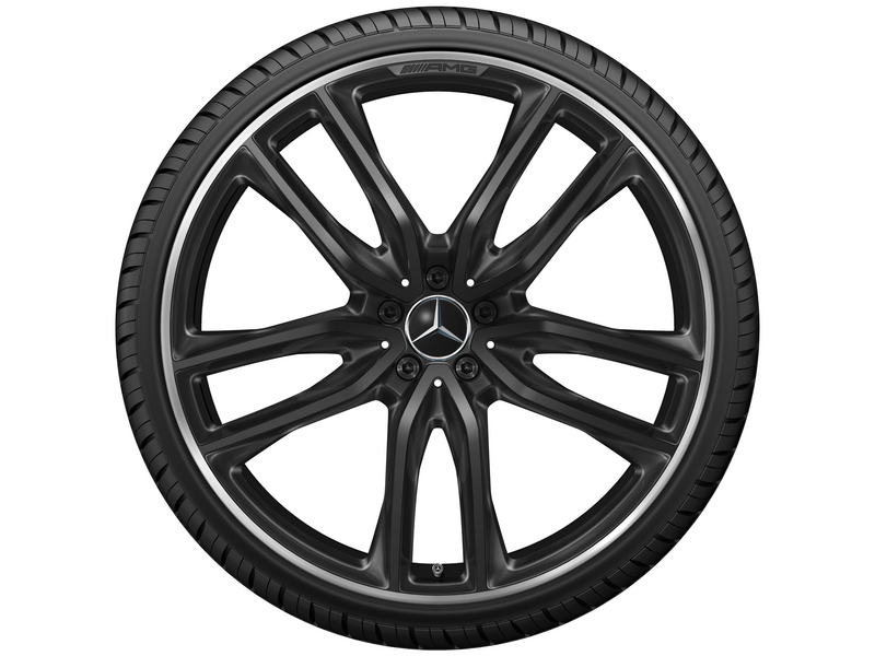 AMG 5-twin-spoke wheel, 58.4 cm (23 inch), rim flange high-sheen, GLS, 285/40 R23/, black, A16740177007X72