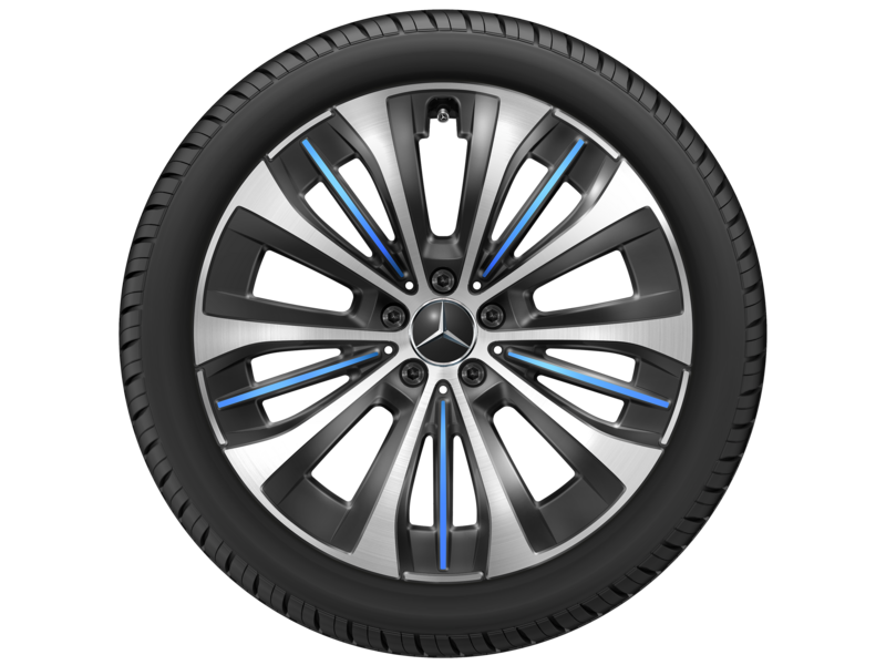 Multispaaks velg zwart/blauw gepolijst, Bridgestone, TURANZA T005 MOE-S, 255/40 R20 101Y XL, zomer, Q440641910140