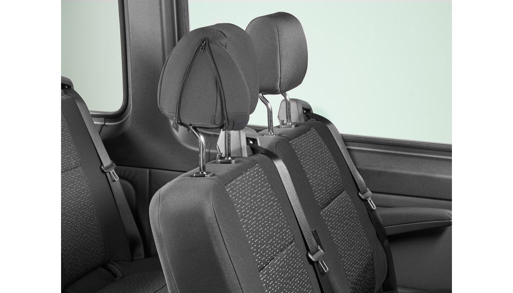 Seat cover, 4-way headrest, comfort, front and passenger compartment, Sprinter, black, A9079704000
