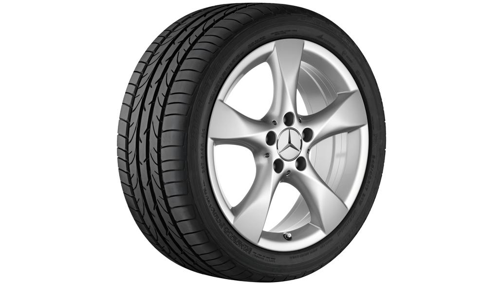 5-spoke wheel, 43.2 cm (17 inch), CLA/ B-Class/ A-Class, 225/45 R17/, titanium silver, A24640105029765 5-spoke wheel, 43.2 cm (17 inch), CLA/ B-Class/ A-Class, 225/45 R17/, titanium silver, A24640105029765