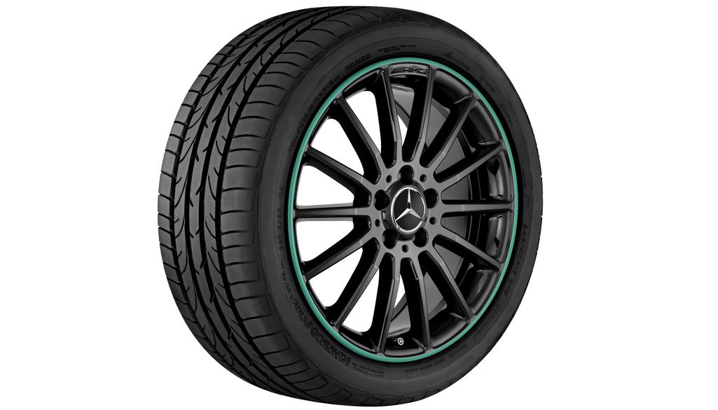 Cerchio multirazze AMG, 45,7 cm (18 pollici), bordino verniciato verde, Classe CLA/ A, 225/40 R18/, nero, A17640102006X03 Cerchio multirazze AMG, 45,7 cm (18 pollici), bordino verniciato verde, Classe CLA/ A, 225/40 R18/, nero, A17640102006X03