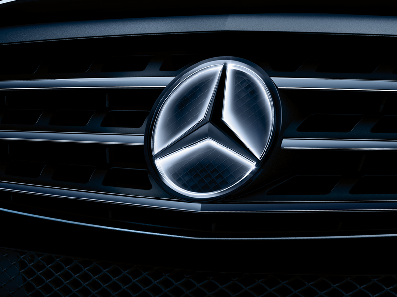 Mercedes star illuminated, decorative part, (e.g. S-Class/ CLA/ B-Class), chrome, A1668177500