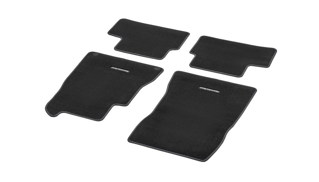 CLASSIC velour mats, set, 4-piece, ocean blue topstitching, B-Class/ GLA, black, A24768064025F15