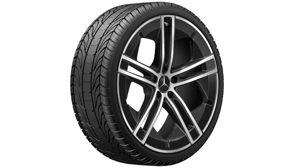 5-Doppelspeichen-Rad, Aero, 53,3 cm (21 Zoll), glanzgedreht, EQE, 255/35 R21/, schwarz, A29540114007X23