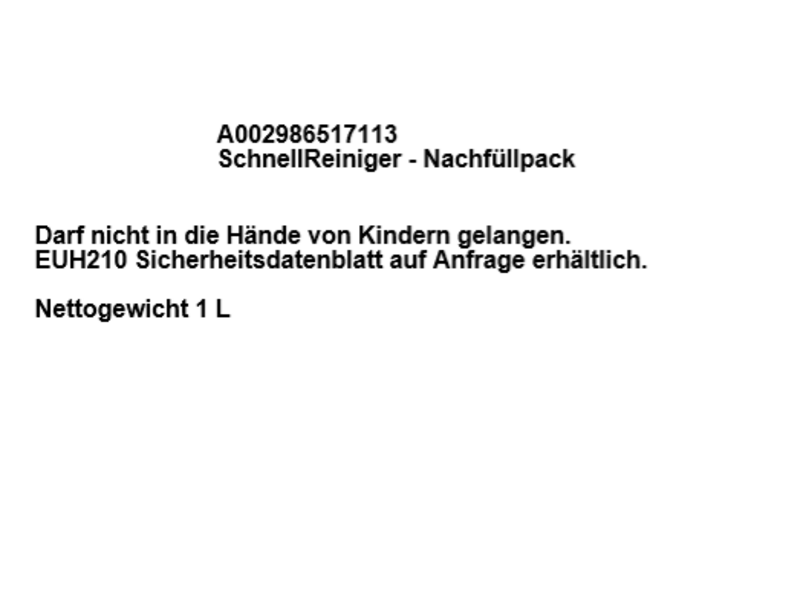 Snelreiniger, navulverpakking, A002986517113