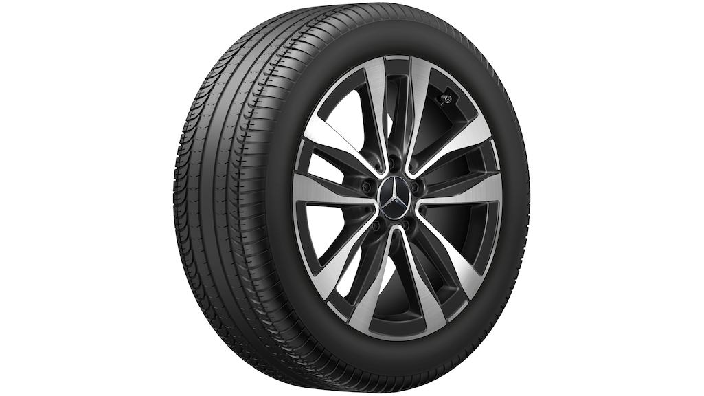 Cerchio a 5 doppie razze, nero lucido, Goodyear, Eagle F1 Asymmetric 5 MO, 245/45 R17 99Y XL, estivo, Q44024141029A