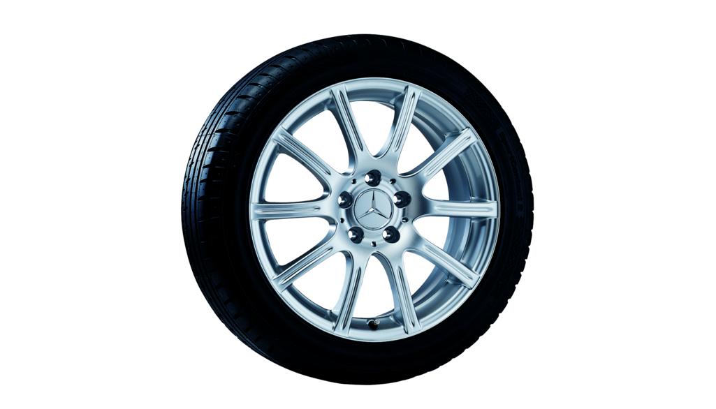 Cerchio a 10 razze, Algedi, 43,2 cm (17 pollici), CLC/ SLK-SLC/ Classe C, 225/45 R17/, argento sterling, B66470789 Cerchio a 10 razze, Algedi, 43,2 cm (17 pollici), CLC/ SLK-SLC/ Classe C, 225/45 R17/, argento sterling, B66470789