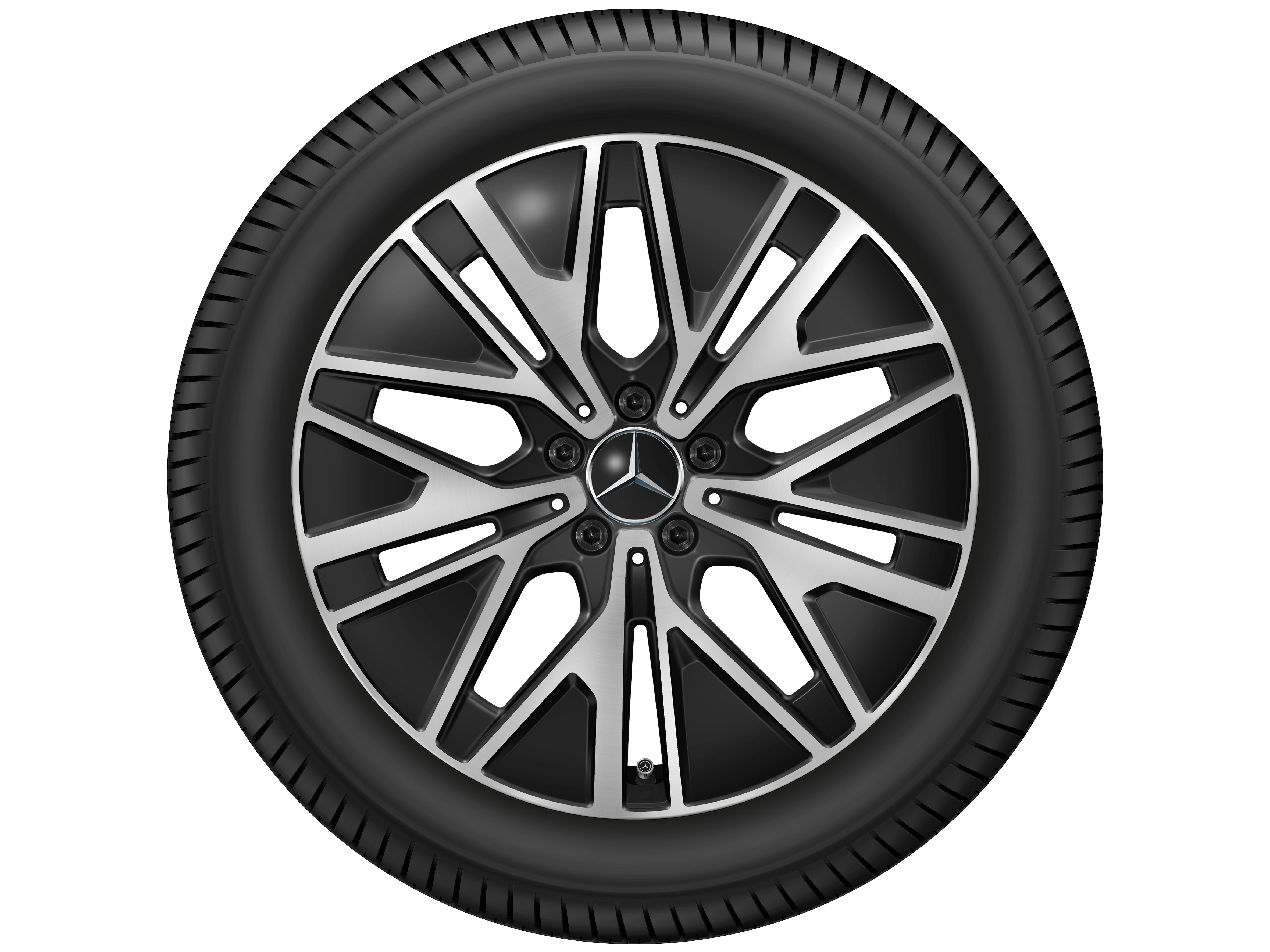 Vielspeichen-Rad, Aero, 48,3 cm (19 Zoll), 9 J x 19 ET 58,6, schwarz, glanzgedreht, A52040112007X23 Vielspeichen-Rad, Aero, 48,3 cm (19 Zoll), 9 J x 19 ET 58,6, schwarz, glanzgedreht, A52040112007X23