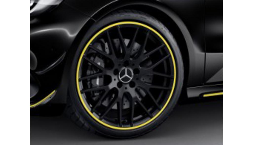 AMG lichtmetalen velg, kruisspaaks, 48,3 cm (19 inch), velgrand geel gelakt, A-Klasse, 235/35 R19/, titaniumgrijs, A17640109009Y43 AMG lichtmetalen velg, kruisspaaks, 48,3 cm (19 inch), velgrand geel gelakt, A-Klasse, 235/35 R19/, titaniumgrijs, A17640109009Y43