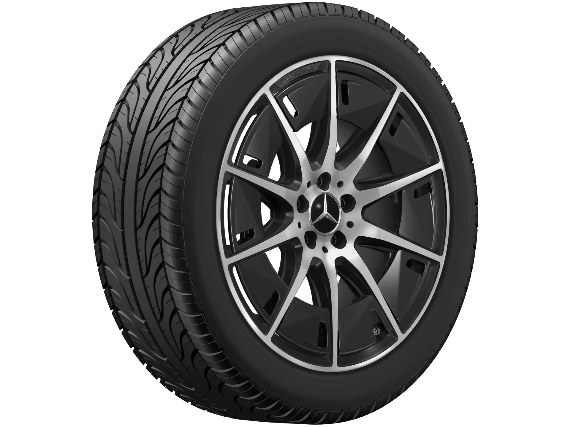 AMG Leichtmetallrad, im 10-Speichen-Design, 50,8 cm (20 Zoll), aerodynamisch optimiert, 8 J x 20 ET 32,7, schwarz, glanzgedreht, A5404000700