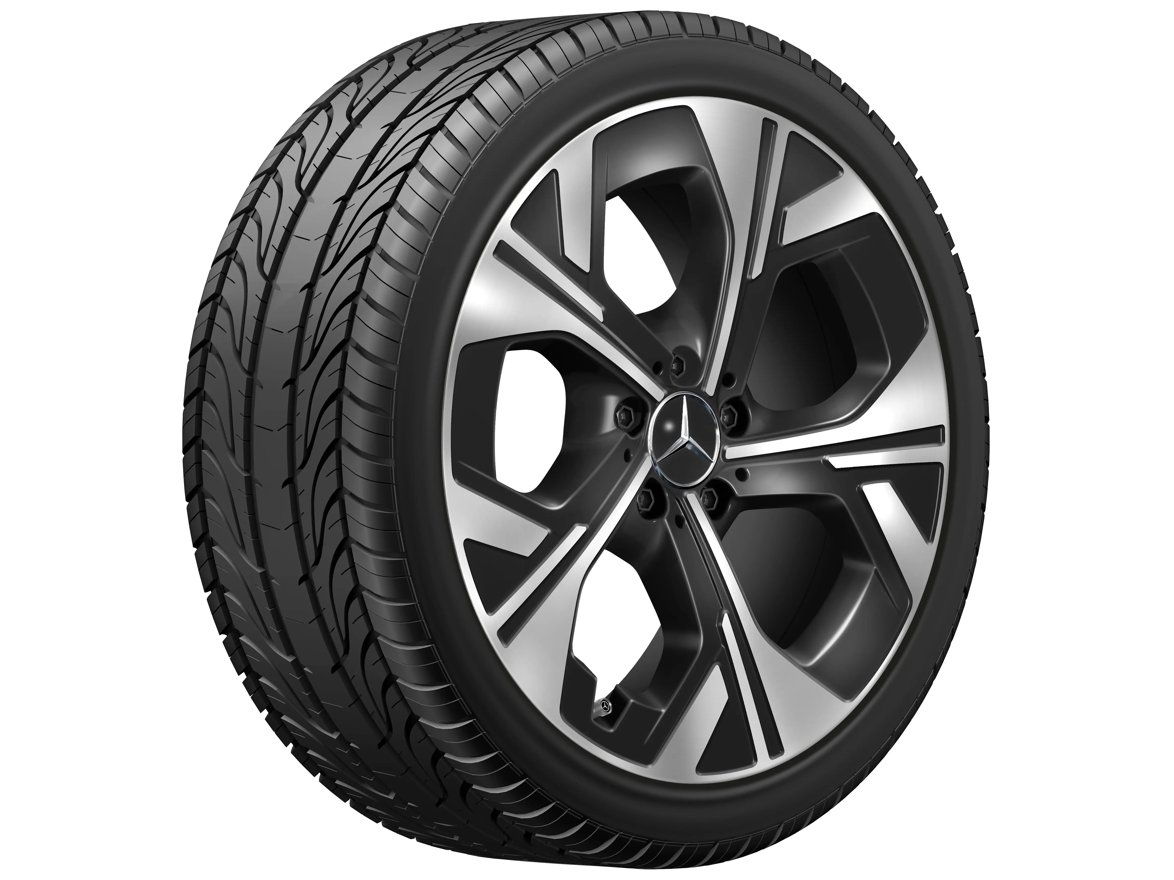 5-Loch-Rad, Aero, 48,3 cm (19 Zoll), 9 J x 19 ET 60,8, schwarz, glanzgedreht, A24440113007X23