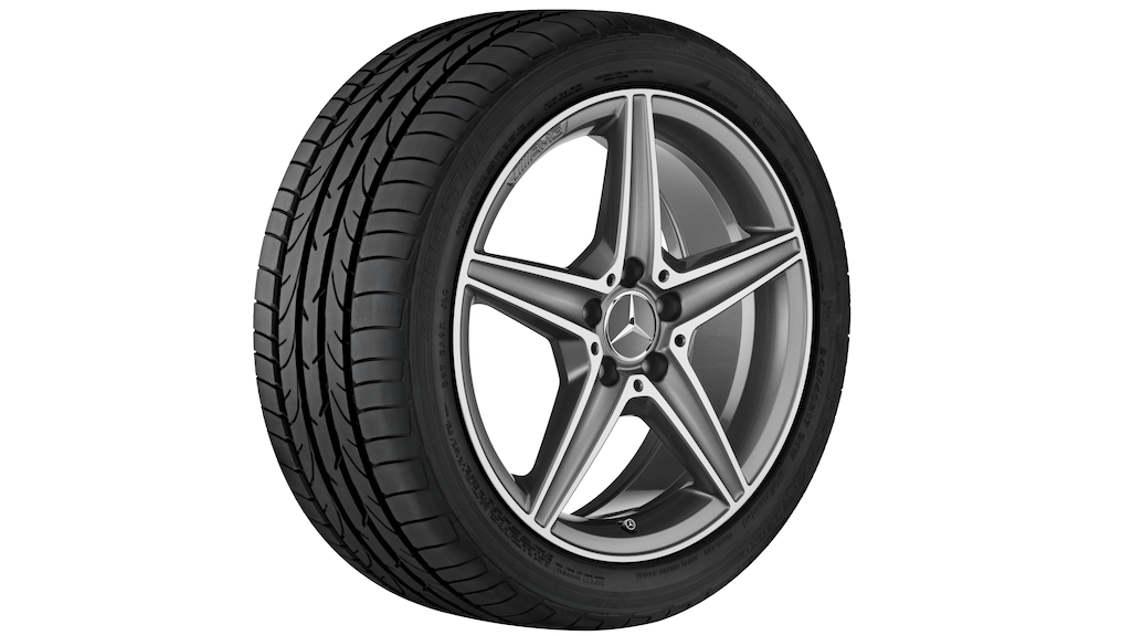 AMG 5-Speichen-Rad Titangrau Glanzgedreht, Bridgestone, Potenza S001 MO, 225/45 R18 95Y XL, Sommer, Q4402419103400J2022