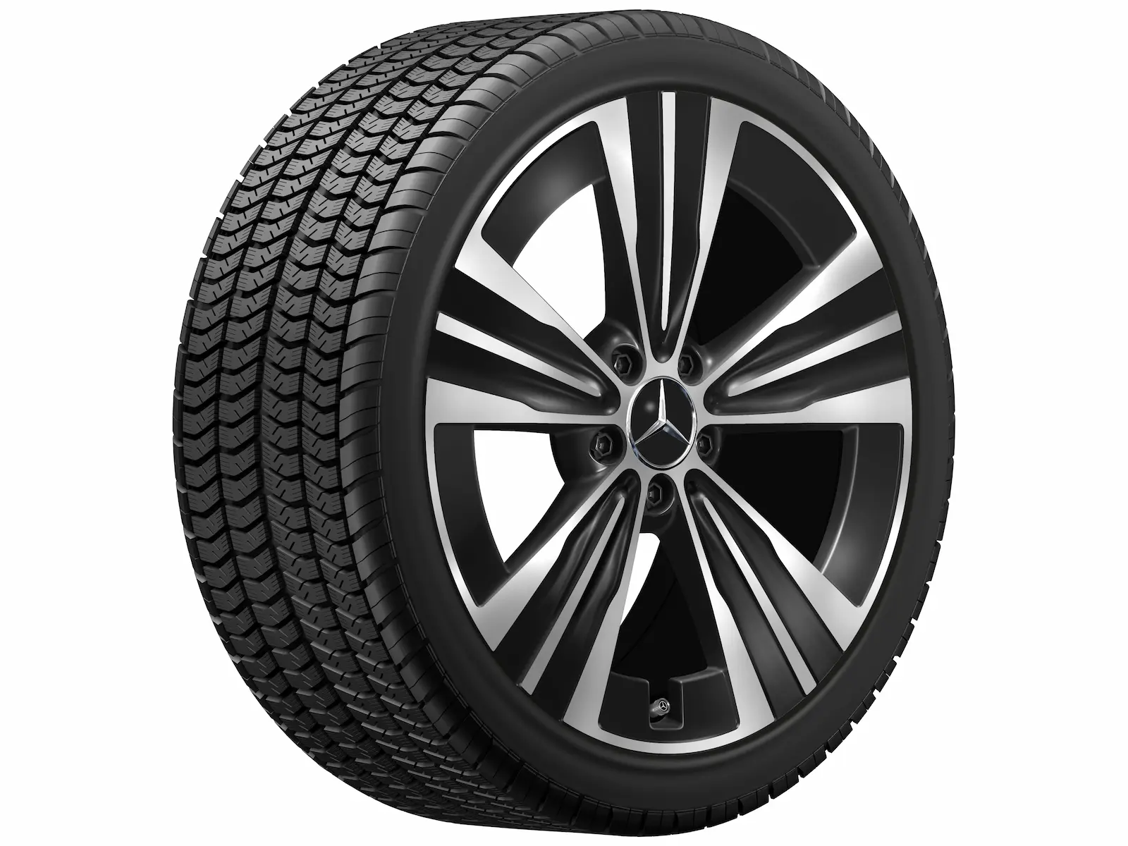 5-hole wheel, Aero, 48.3 cm (19 inch), 7.5 J x 19 ET 48.4, black, polished, aluminum, A17440106007X23