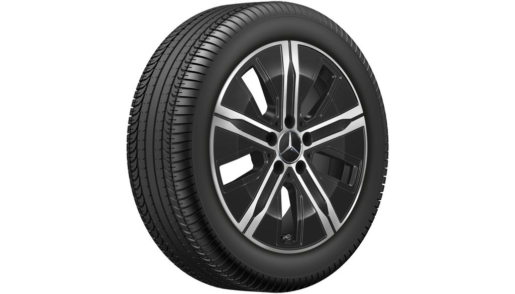 5-spaaks velg, Aero, 43,2 cm (17 inch), hoogglans, (bijv. CLA/B-Klasse/A-Klasse), 205/55 R17/, zwart, A17740135007X23