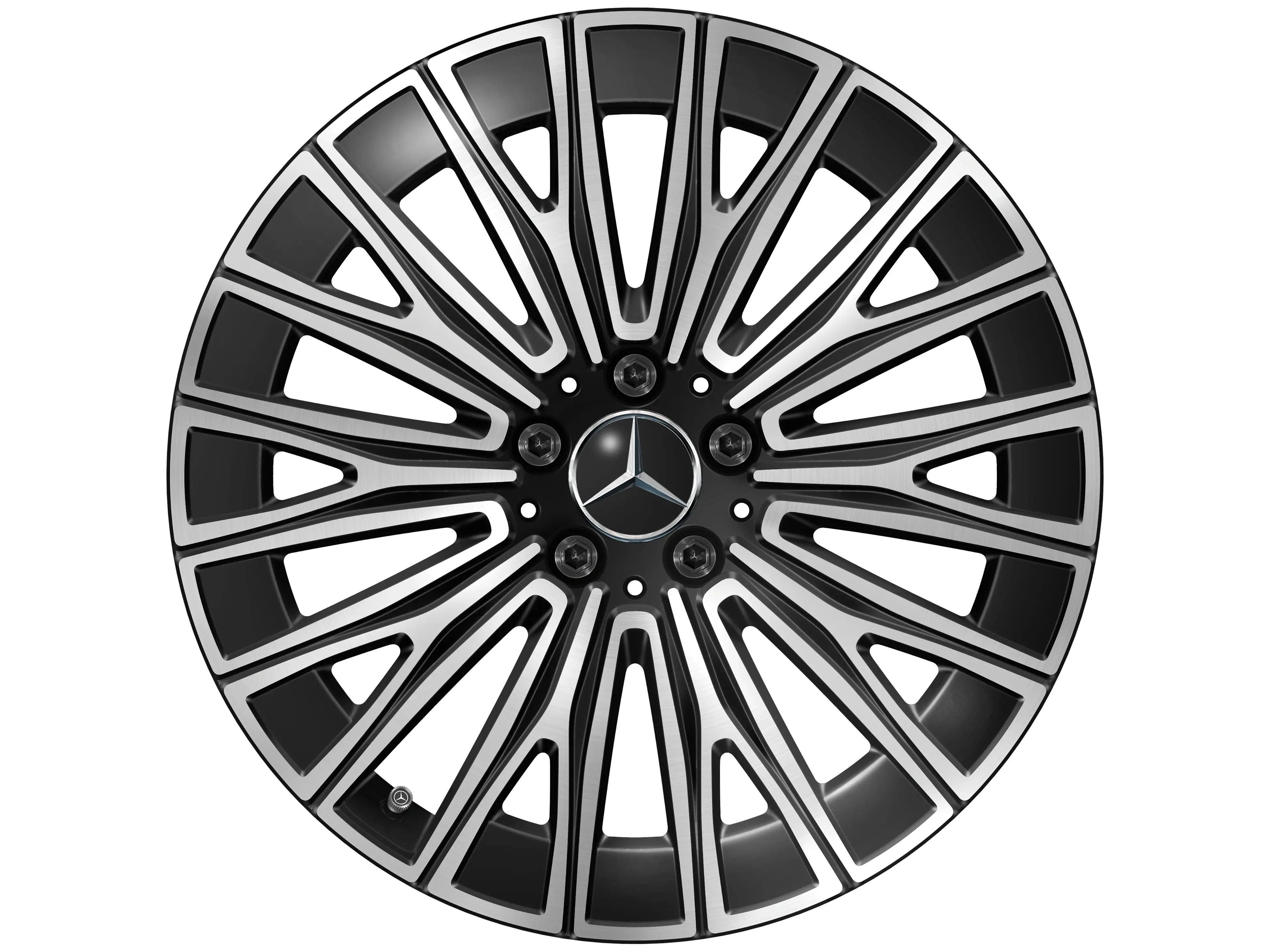 Y-Speichen-Rad, Aero, 48,3 cm (19 Zoll), 8 J x 19 ET 38,1, schwarz, glanzgedreht, A52040143007X23 Y-Speichen-Rad, Aero, 48,3 cm (19 Zoll), 8 J x 19 ET 38,1, schwarz, glanzgedreht, A52040143007X23