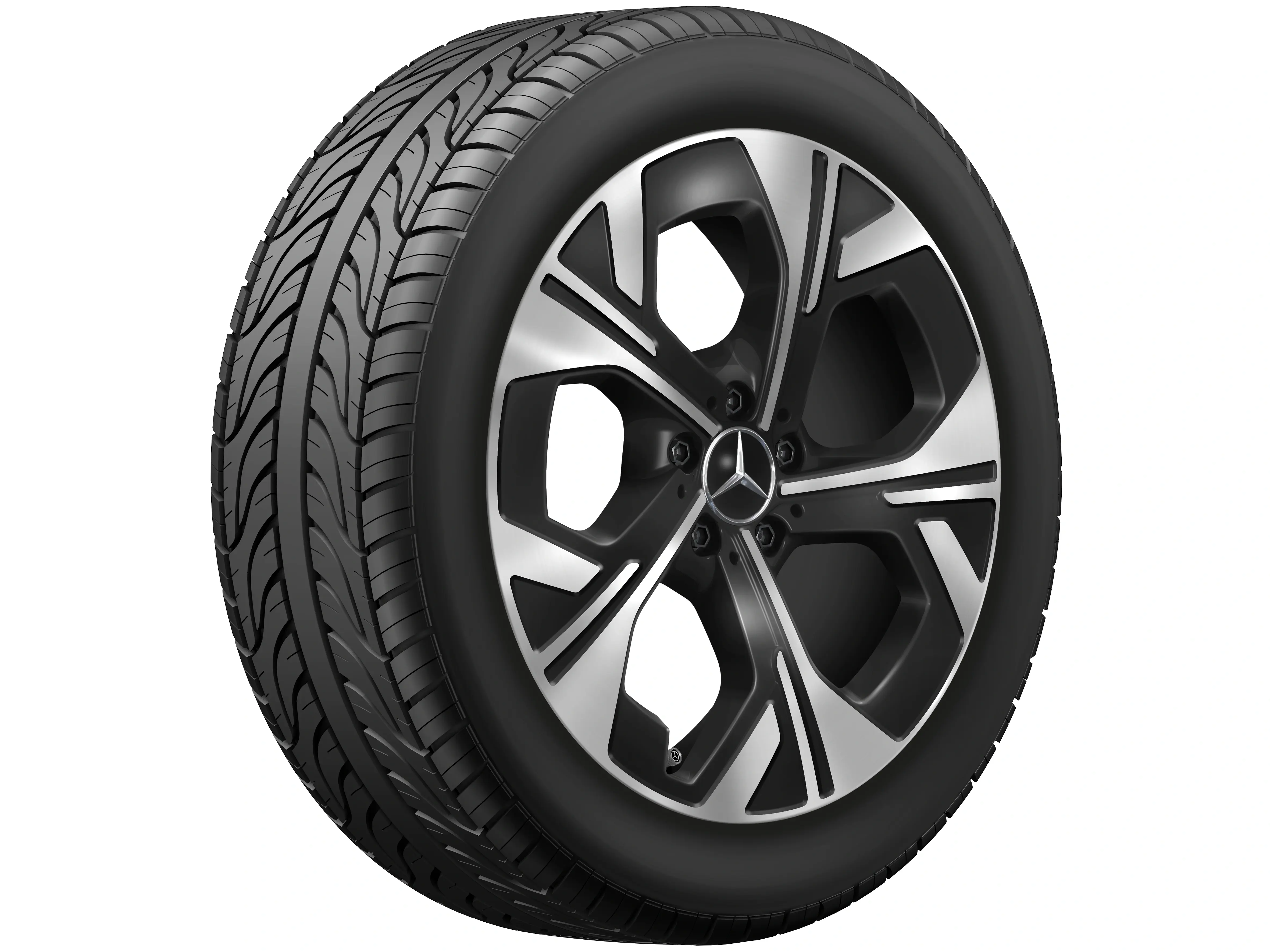 5-Loch-Rad, Aero, 48,3 cm (19 Zoll), 7,5 J x 19 ET 53,3, schwarz, glanzgedreht, A24440112007X23