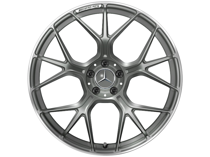 AMG Schmiederad im Kreuzspeichen-Design, 53,3 cm (21 Zoll), Felgenhorn glanzgedreht, AMG GT, 295/30 R21/, grau Himalaya matt, A19240113007X70