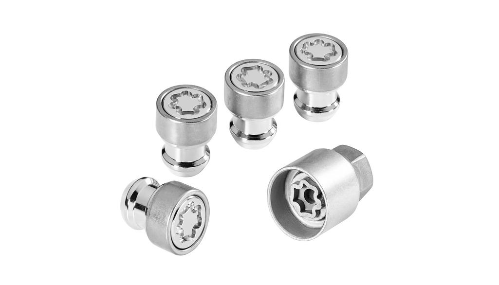 Set di bloccaggio ruota, per cerchi in lega, Classe X, colore argento, A0009907119 Set di bloccaggio ruota, per cerchi in lega, Classe X, colore argento, A0009907119