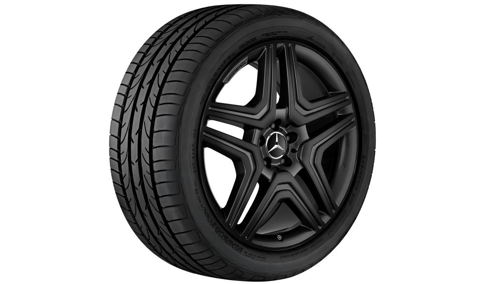Cerchio AMG a 5 doppie razze, 53,3 cm (21 pollici), flangia del cerchio alta lucentezza, Classe M-GLE, 295/35 R21/, nero opaco, A16640123027X71