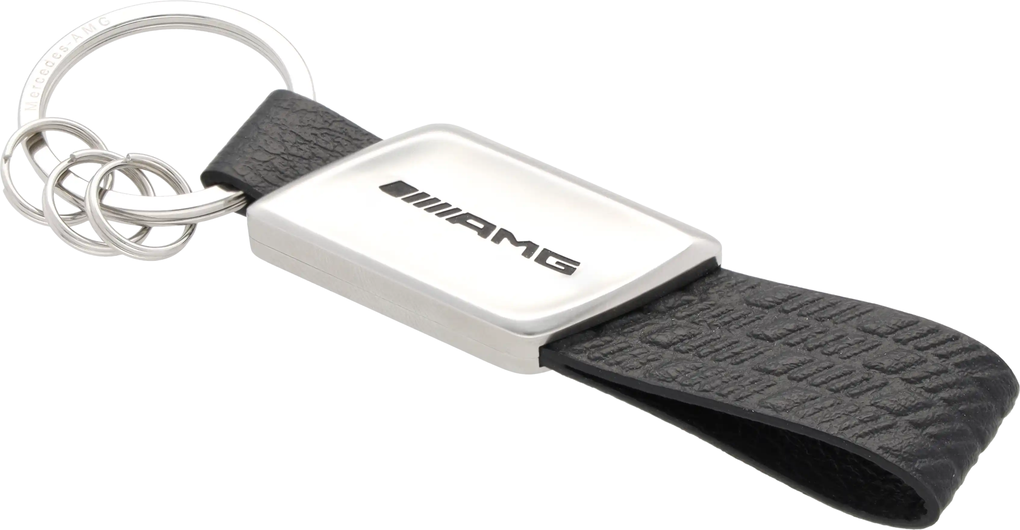 AMG Schlüsselanhänger, rot / silberfarben, Edelstahl / Apfelleder (vegan), B6695985