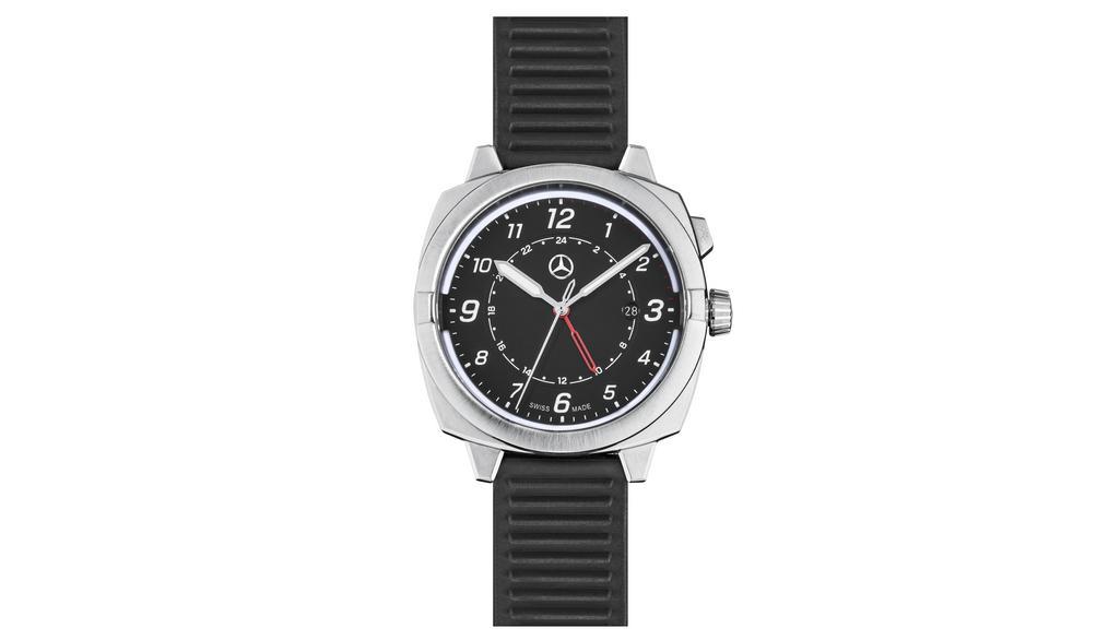 Wristwatch for men, Mercedes-Benz, G-Class, silver / black / red, B66959459 Wristwatch for men, Mercedes-Benz, G-Class, silver / black / red, B66959459