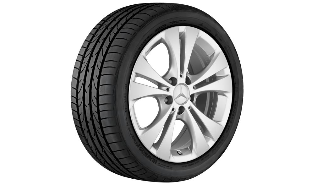 Cerchio a 5 doppie razze, 43,2 cm (17 pollici), CLA/ Classe B/ Classe A, 225/45 R17/, argento vanadio, A24640108007X45 Cerchio a 5 doppie razze, 43,2 cm (17 pollici), CLA/ Classe B/ Classe A, 225/45 R17/, argento vanadio, A24640108007X45