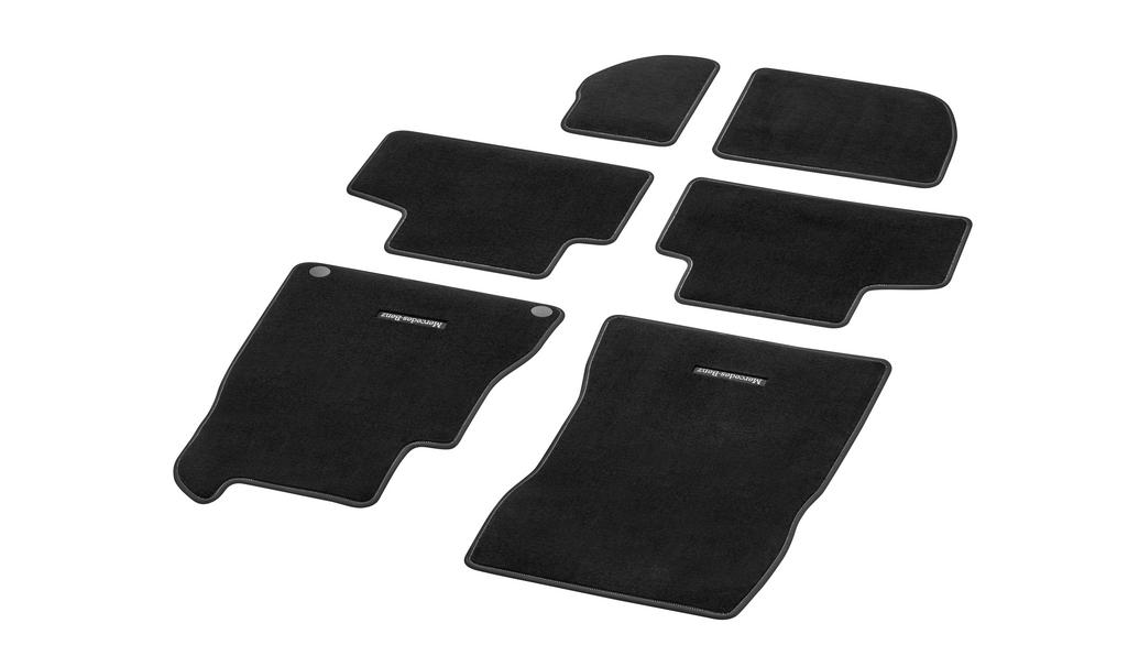 Tappetini in velluto CLASSIC, set da 6 pezzi, cuciture decorative in seta beige, GLB, nero, A24768084028S16 Tappetini in velluto CLASSIC, set da 6 pezzi, cuciture decorative in seta beige, GLB, nero, A24768084028S16