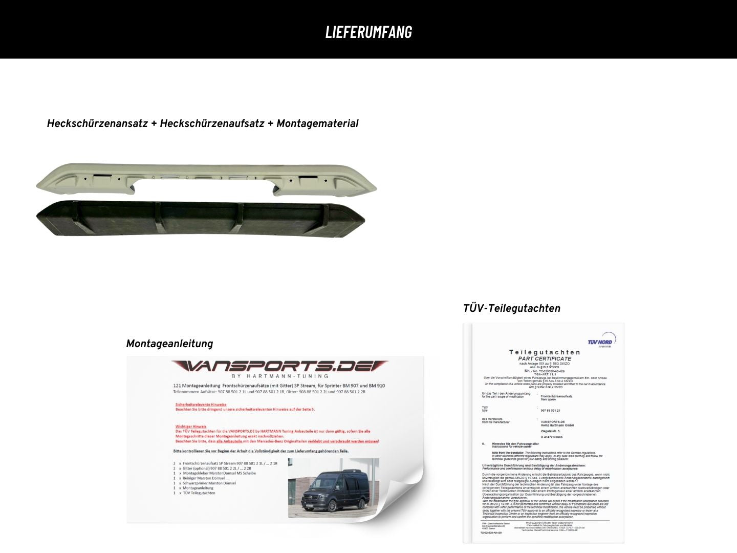 Diffusor-Heckmittelteil für Mercedes-Benz Vito/ V-Klasse 447 (ab Facelift 2024), VS-4478850142D