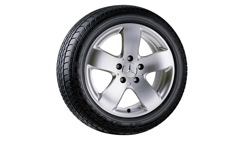5-spoke wheel, Rucha, 43.2 cm (17 inch), E-Class, 245/45 R17/, titanium silver, B66474126 5-spoke wheel, Rucha, 43.2 cm (17 inch), E-Class, 245/45 R17/, titanium silver, B66474126
