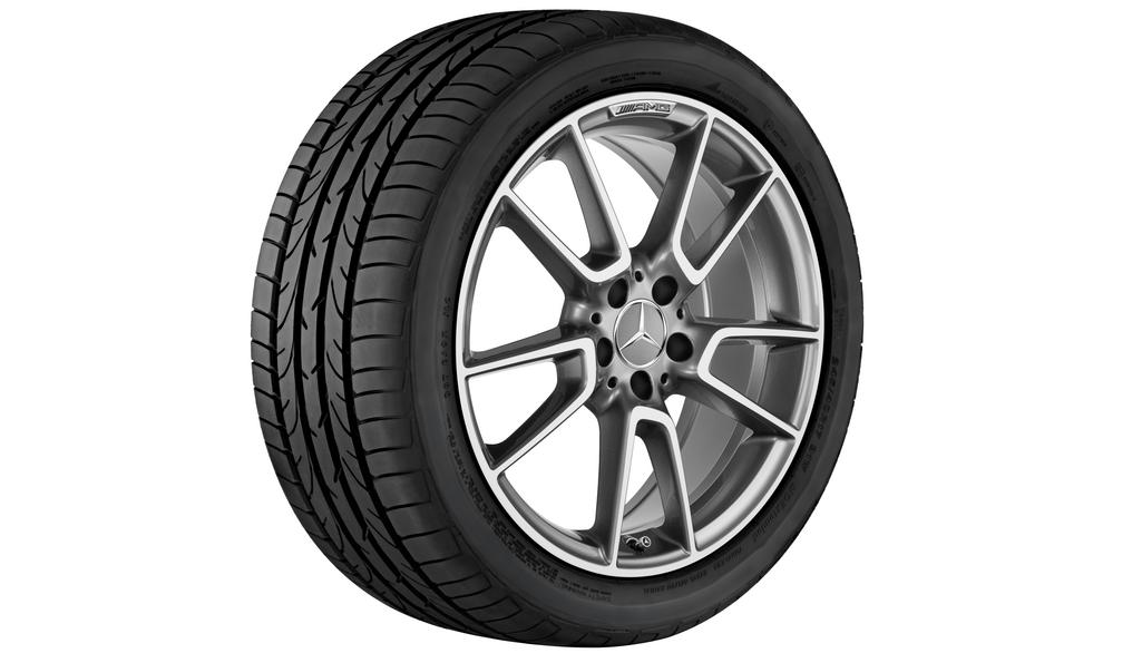 AMG 5-twin-spoke wheel, 48.3 cm (19-inch), high-sheen, C-Class, 255/35 R19/, titanium gray, A20540165007X21 AMG 5-twin-spoke wheel, 48.3 cm (19-inch), high-sheen, C-Class, 255/35 R19/, titanium gray, A20540165007X21