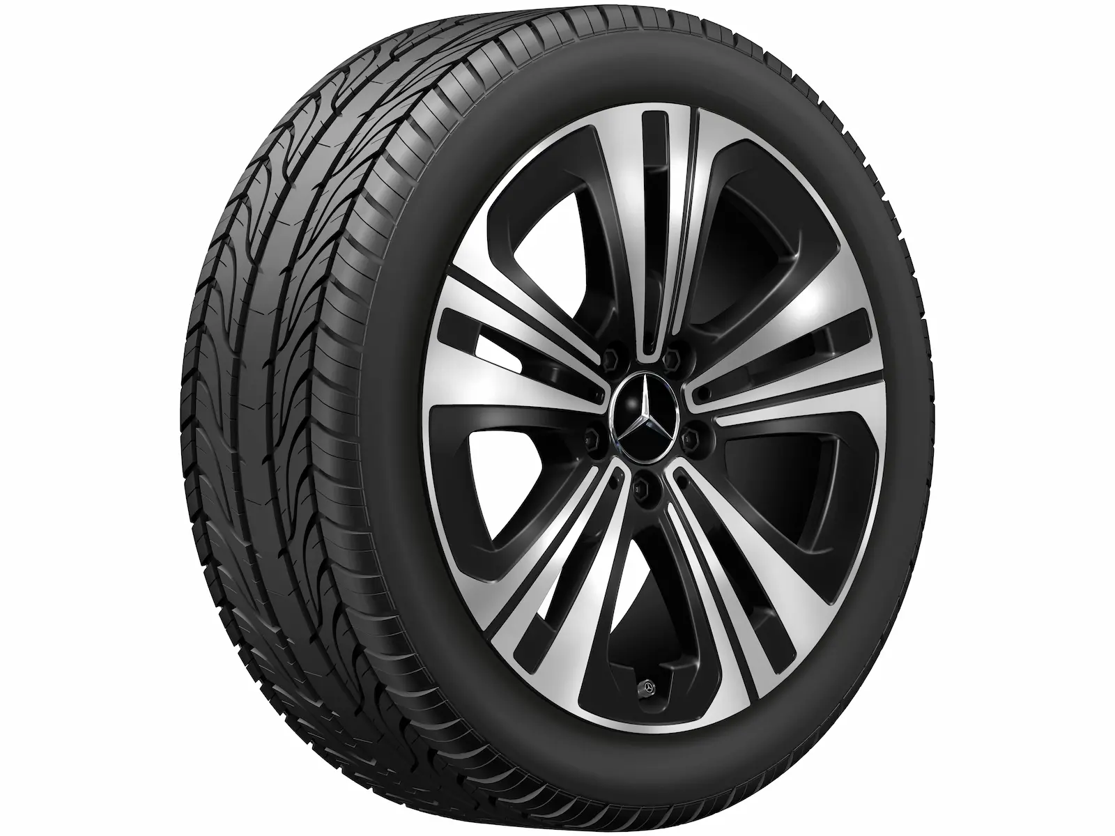 5-dubbelspaaks wiel, Aero, 45,7 cm (18 inch), 7,5 J x 18 ET 48,4, zwart, hoogglans, aluminium, A17440130007X23