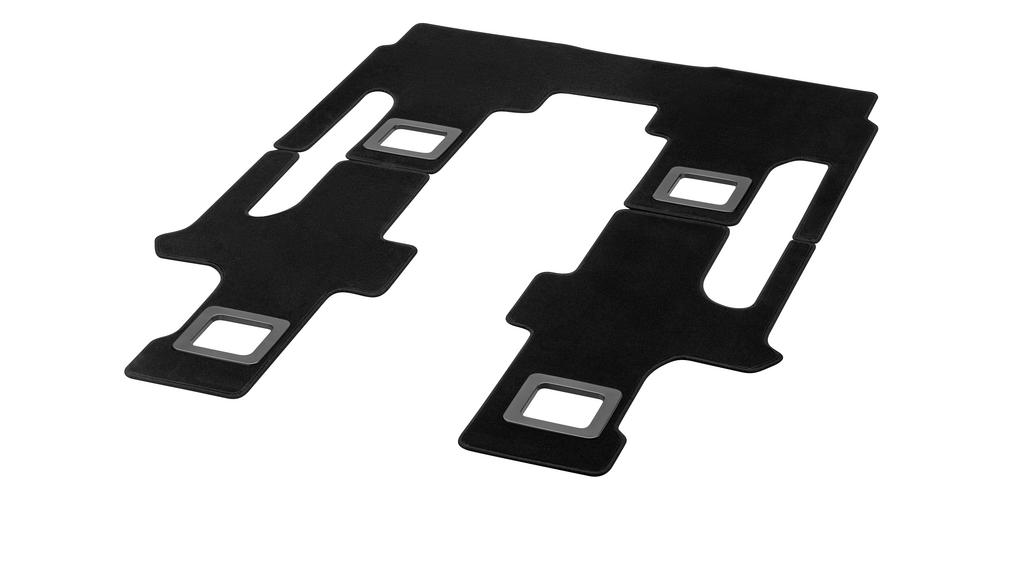 Velour mats, passenger compartment, with double rail, 2 sliding doors (T19), with/without table (YE2), 3-piece, with rear air conditioning (H05), V-Class/EQV/Vito/eVito, black, A4476802002