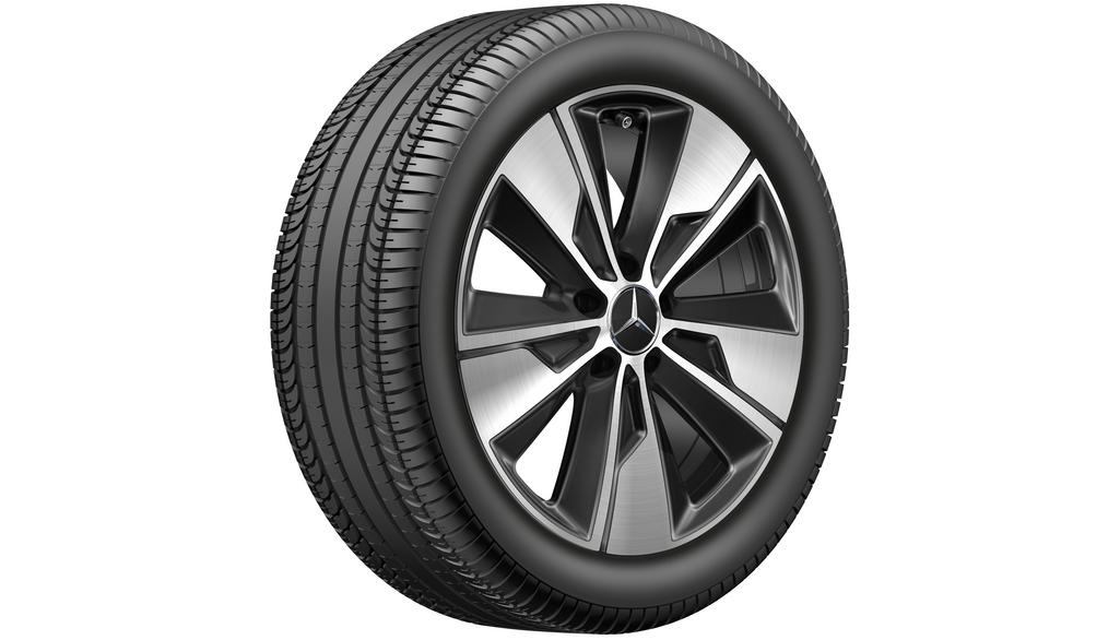 Cerchio a 5 razze, 45,7 cm (18 pollici), lucido, Aero, Classe V/EQV/Vito/eVito, 245/45 R18/, nero, A44740155007X23