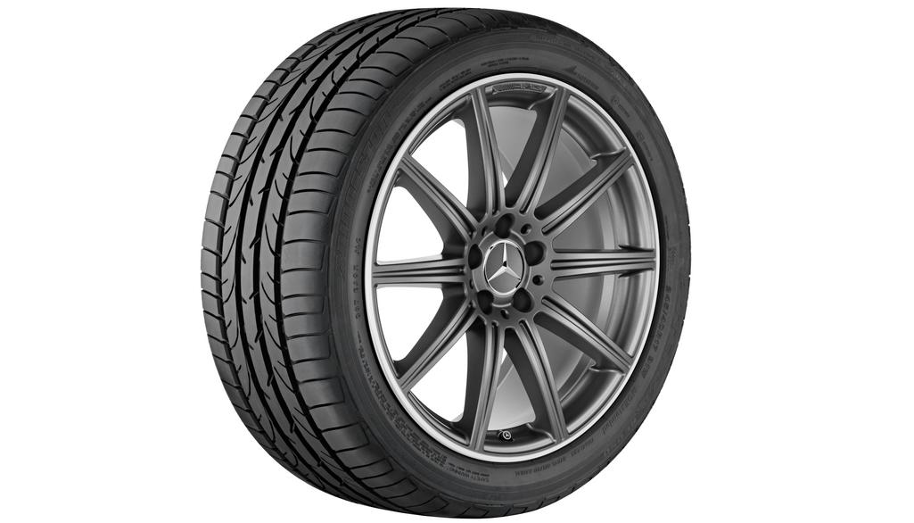 AMG 10-Speichen-Rad, 48,3 cm (19 Zoll), Felgenhorn glanzgedreht, CLS, 285/30 R19/, titangrau matt, A21840101007X70 AMG 10-Speichen-Rad, 48,3 cm (19 Zoll), Felgenhorn glanzgedreht, CLS, 285/30 R19/, titangrau matt, A21840101007X70