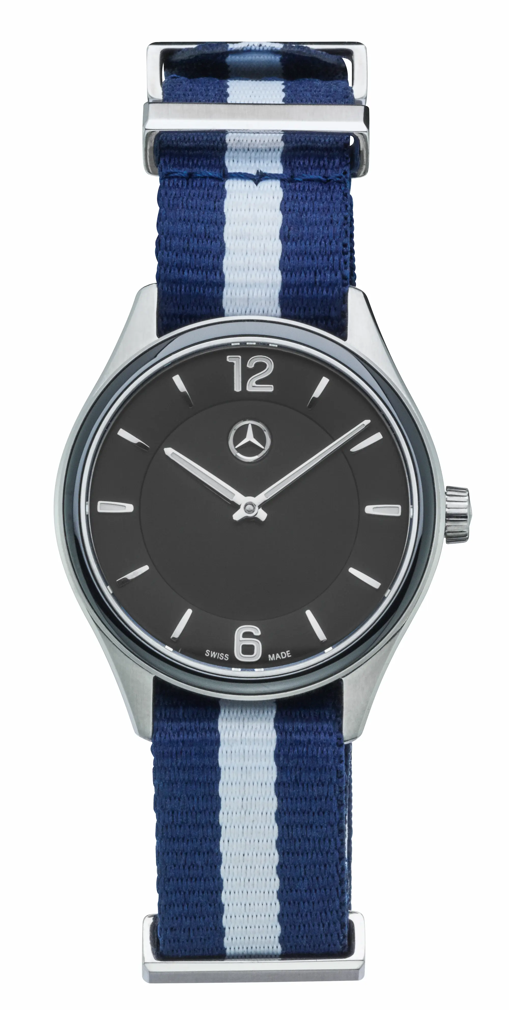 Armbanduhr, Damen, Mercedes-Benz, Fashion, schwarz / silberfarben / blau, Edelstahl / Keramik / Nylon, B67960051