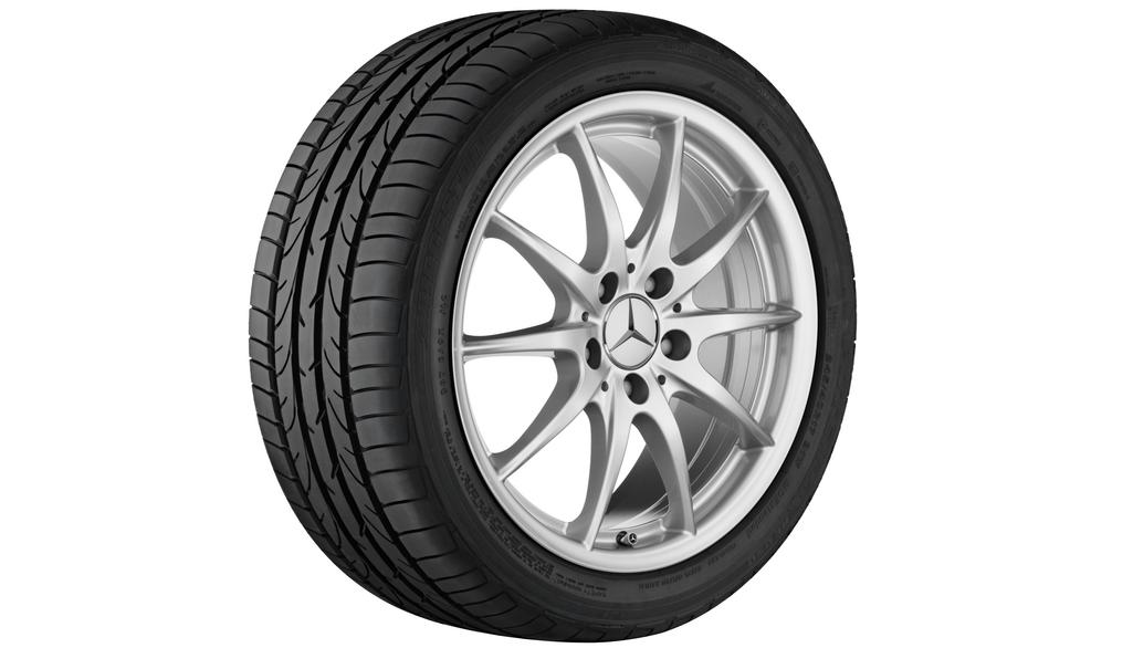5-twin-spoke wheel, 43.2 cm (17 inch), CLA/ B-Class/ A-Class, 225/45 R17/, titanium silver, A24640100029765 5-twin-spoke wheel, 43.2 cm (17 inch), CLA/ B-Class/ A-Class, 225/45 R17/, titanium silver, A24640100029765
