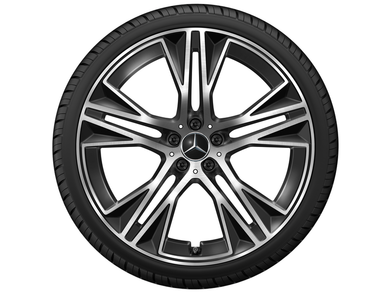 5-Doppelspeichen-Rad, Aero, 55,9 cm (22 Zoll), glanzgedreht, EQS, 275/40 R22/, schwarz, A29640109007X23