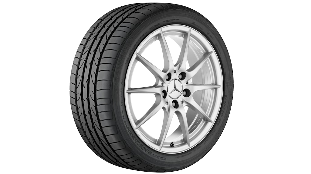 5-twin-spoke wheel, 43.2 cm (17-inch), CLA/ B-Class/ A-Class, 205/50 R17/, titanium silver, A24640101029765 5-twin-spoke wheel, 43.2 cm (17-inch), CLA/ B-Class/ A-Class, 205/50 R17/, titanium silver, A24640101029765