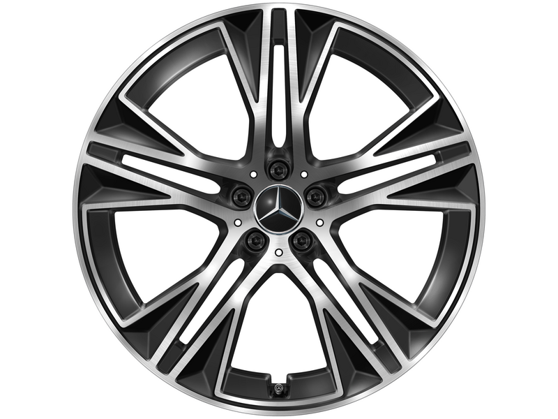 5-Doppelspeichen-Rad, Aero, 55,9 cm (22 Zoll), glanzgedreht, EQS, 275/40 R22/, schwarz, A29640109007X23