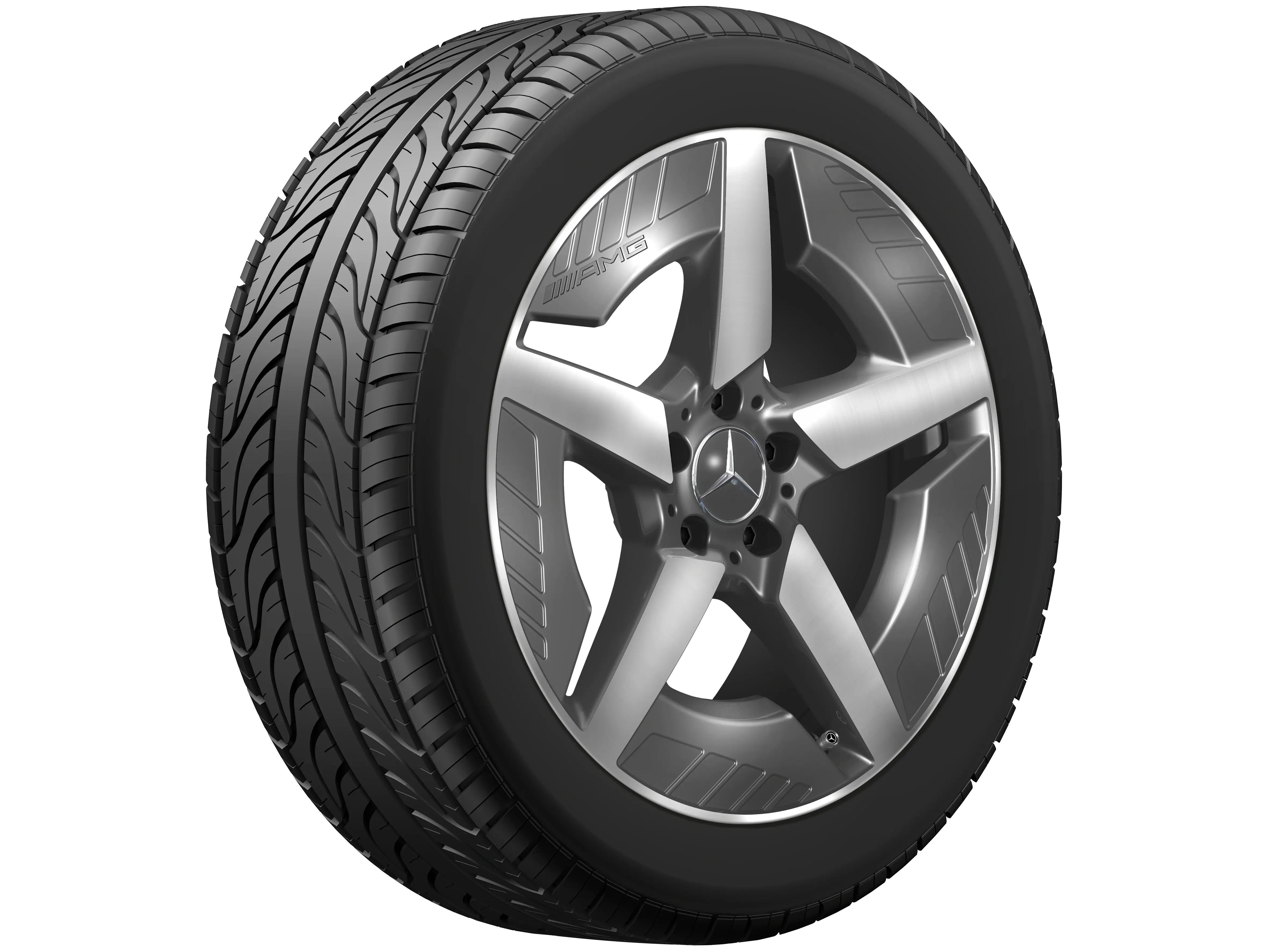 AMG Leichtmetallrad, im 5-Speichen-Design, 48,3 cm (19 Zoll), aerodynamisch optimiert, 9 J x 19 ET 60,8, tantalgrau, glanzgedreht, A24440117007Y51