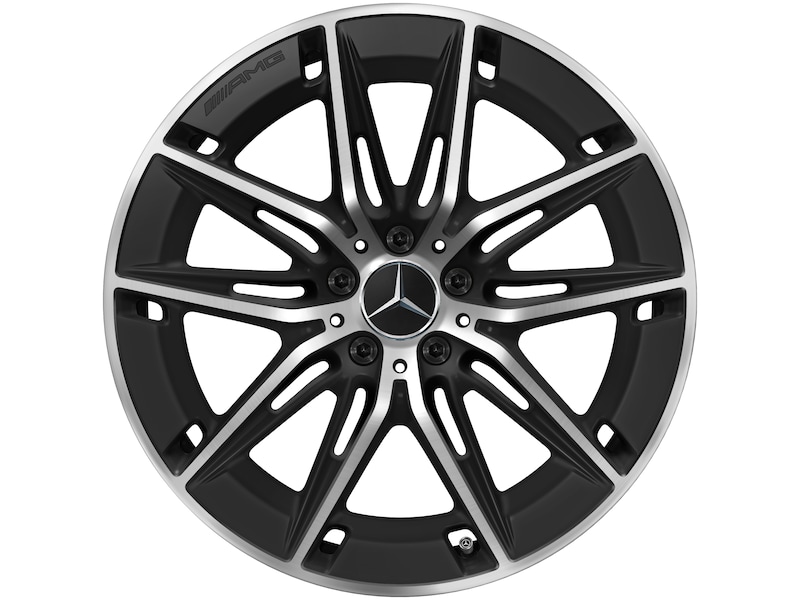 AMG light-alloy wheel, 5-twin-spoke design, 50.8 cm (20-inch), high-sheen, E-Class, 265/40 R20/, matt black, A21440111007X36