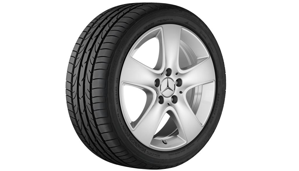 Cerchio a 5 razze, 43,2 cm (17 pollici), CLA/ Classe B/ Classe A, 225/45 R17/, argento titanio, A24640103009765 Cerchio a 5 razze, 43,2 cm (17 pollici), CLA/ Classe B/ Classe A, 225/45 R17/, argento titanio, A24640103009765