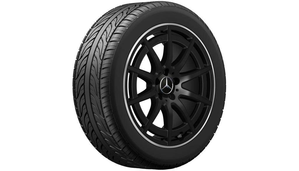 AMG 10-Speichen-Rad, 48,3 cm (19 Zoll), Felgenhorn glanzgedreht, GLB/ GLA, 235/50 R19/, schwarz matt, A24740119007X71 AMG 10-Speichen-Rad, 48,3 cm (19 Zoll), Felgenhorn glanzgedreht, GLB/ GLA, 235/50 R19/, schwarz matt, A24740119007X71