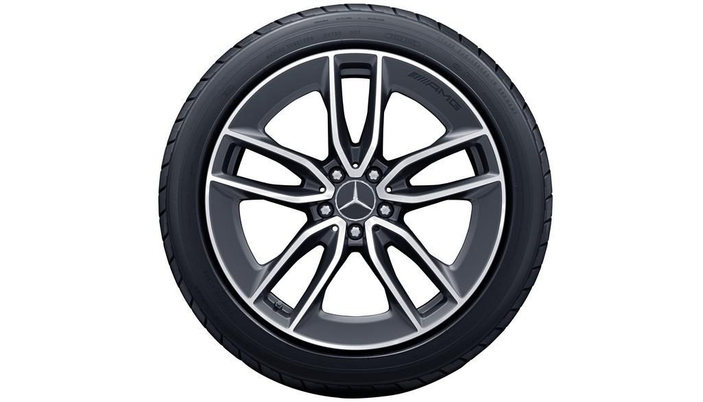 AMG 5-dubbelspaaks velg, 48,3 cm (19 inch), hoogglans, AMG GT, 285/40 R19/, tantal grijs, A29040103007Y51 AMG 5-dubbelspaaks velg, 48,3 cm (19 inch), hoogglans, AMG GT, 285/40 R19/, tantal grijs, A29040103007Y51