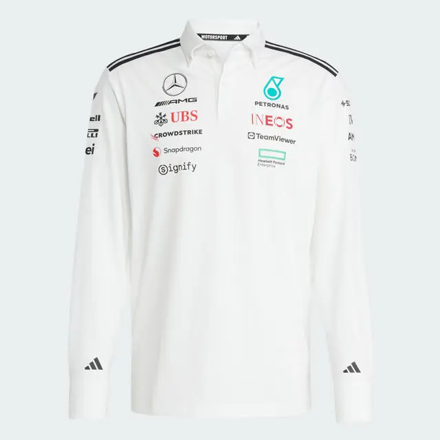 Polo a maniche lunghe da uomo, Team, Mercedes-AMG F1, Adidas, bianco, XXL, B67998187 Polo a maniche lunghe da uomo, Team, Mercedes-AMG F1, Adidas, bianco, XXL, B67998187
