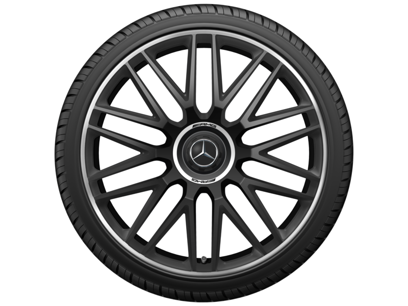 AMG forged wheel in cross-spoke design, 53.3 cm (21-inch), rim flange high-sheen, E-Class, 265/35 R21/, matt black, A21440113007X71